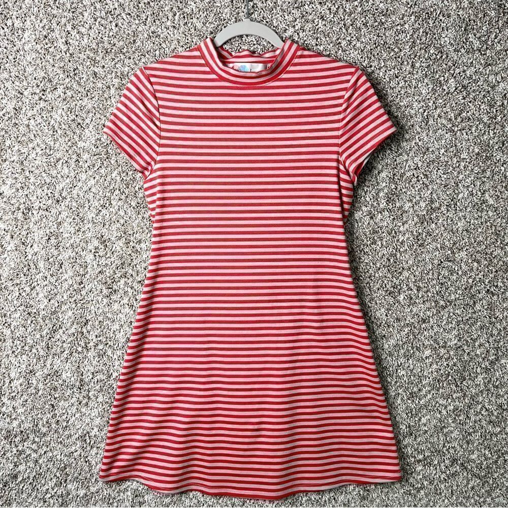 Free People Dress Women’s Small Beach On The Line Striped Mock Neck Short Sleeve